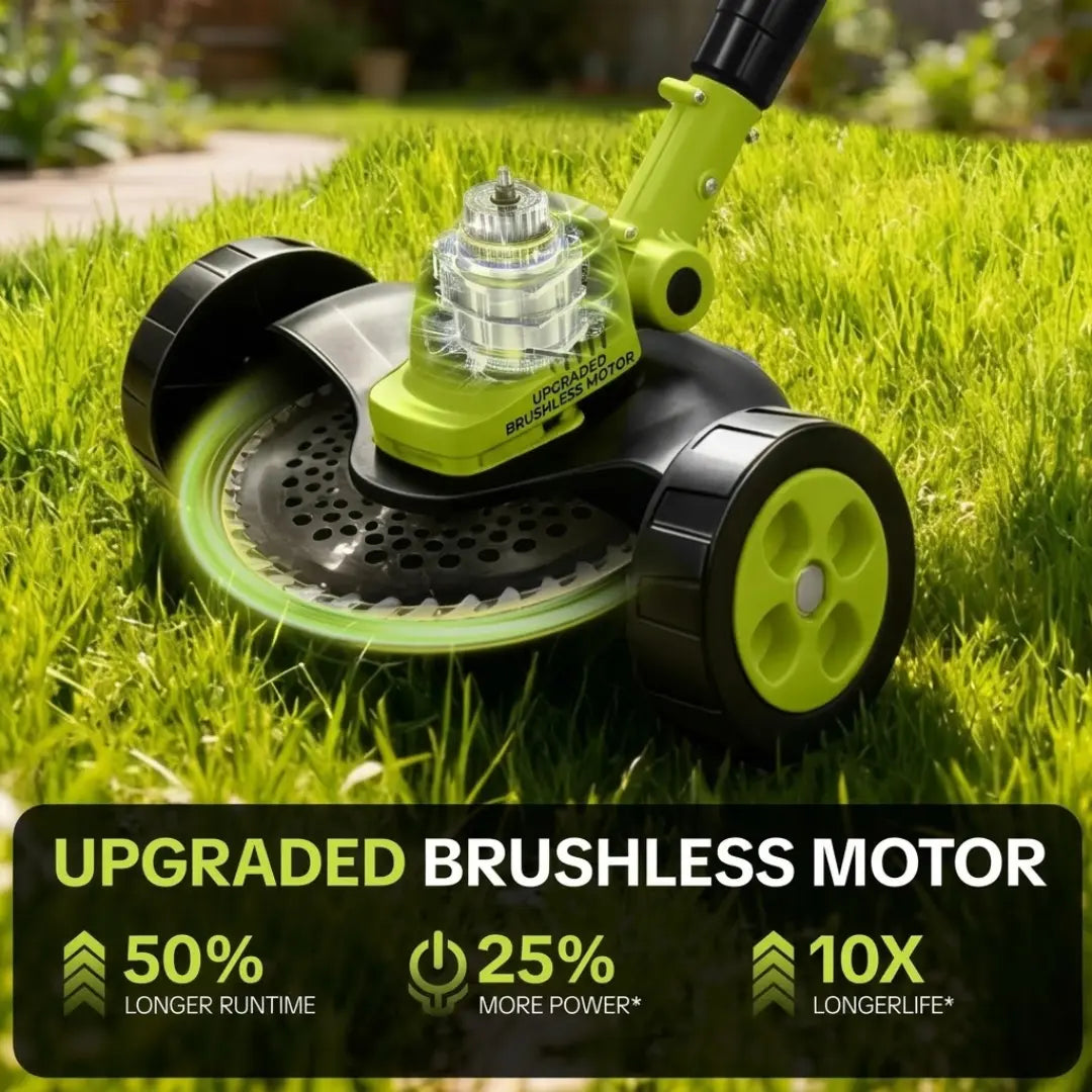 Sorlyn 3-in-1 Cordless Grass Trimmer & Edger Lightweight Lawn Mower for Small Yards + FREE BATTERY + CHARGER + WHEEL Included