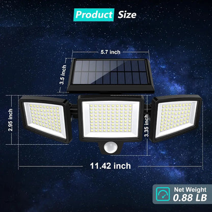 Sorlyn 2500LM Solar Motion Sensor Security Lights – 3-Head Outdoor Floodlight