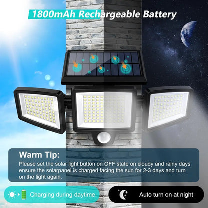 Sorlyn 2500LM Solar Motion Sensor Security Lights – 3-Head Outdoor Floodlight
