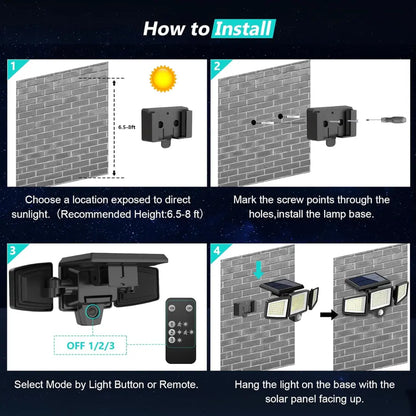 Sorlyn 2500LM Solar Motion Sensor Security Lights – 3-Head Outdoor Floodlight
