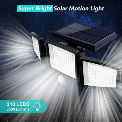 Sorlyn 2500LM Solar Motion Sensor Security Lights – 3-Head Outdoor Floodlight