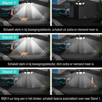 Sorlyn 2500LM Solar Bewegingssensor Beveiligingslamp – Buiten Schijnwerper met 3 Koppen