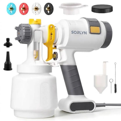 SORLYN 2026 Upgraded Electric Paint Sprayer, Ultra-Light Power Spray Gun with 4 Nozzles, 3 Spray Patterns, Easy-to-Clean Design for Fences, Furniture, DIY Projects