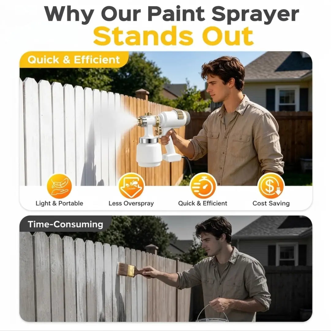 SORLYN 2026 Upgraded Electric Paint Sprayer, Ultra-Light Power Spray Gun with 4 Nozzles, 3 Spray Patterns, Easy-to-Clean Design for Fences, Furniture, DIY Projects