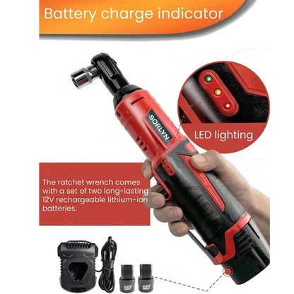 Sorlyn S2 Cordless Electric Ratchet Wrench Kit 3/8", 40Nm Power Torque (Includes 2x 1500mAh Batteries,  Sockets & Charger)
