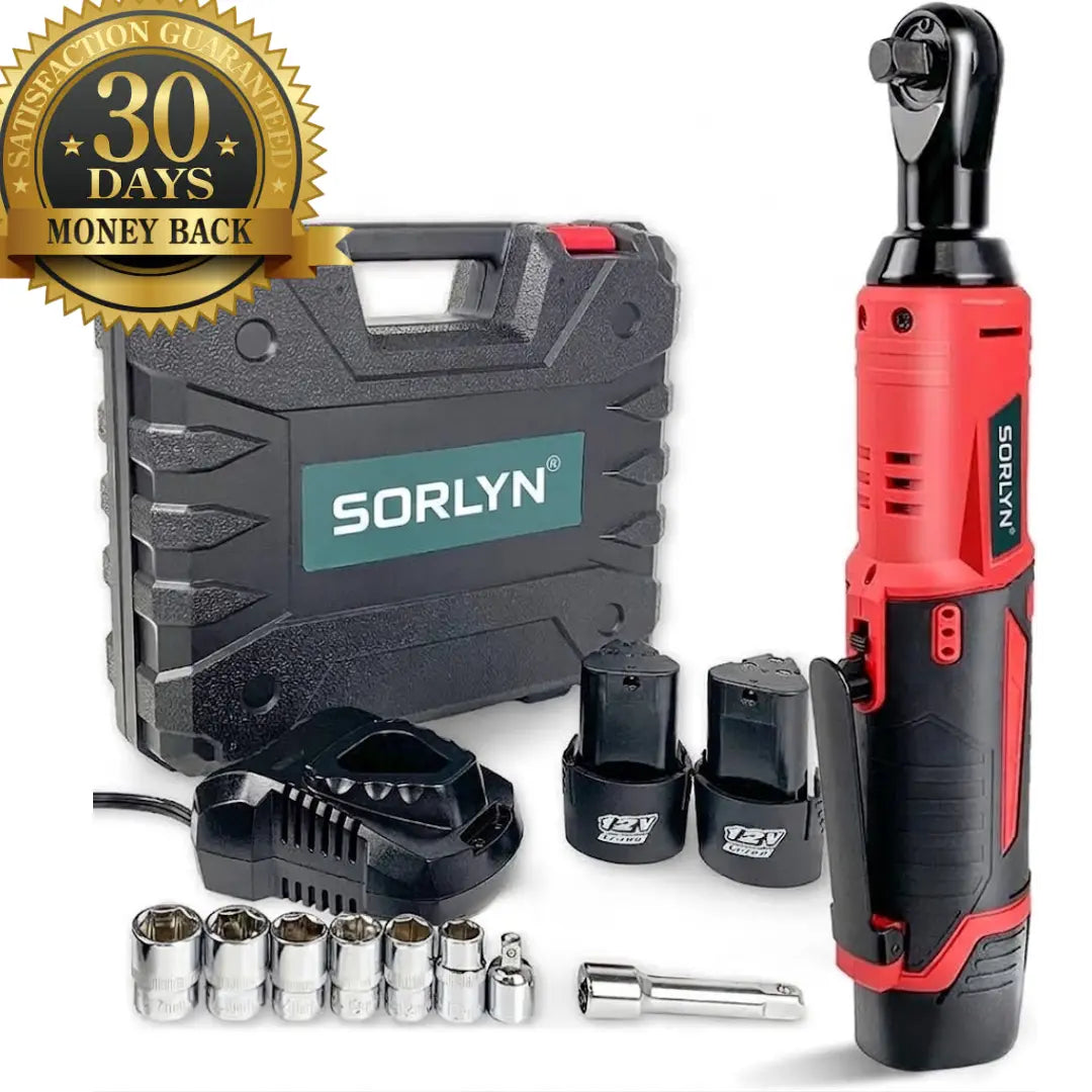 Sorlyn S2 Cordless Electric Ratchet Wrench Kit 3/8", 40Nm Power Torque (Includes 2x 1500mAh Batteries,  Sockets & Charger)